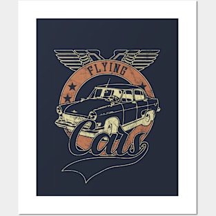 Flying Vintage Cars Posters and Art